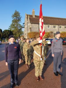 CCF cadets marching in the school grounds on Remembrance Day