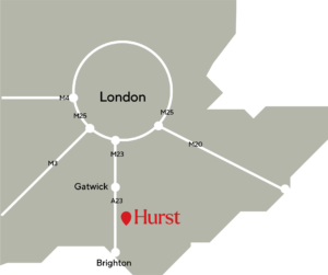 Map showing Hurst in West Sussex